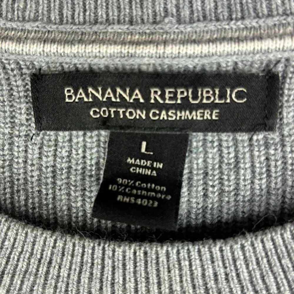 Banana Republic Cotton Cashmere Crew Neck Sweater Men's Large Grey Minimalist